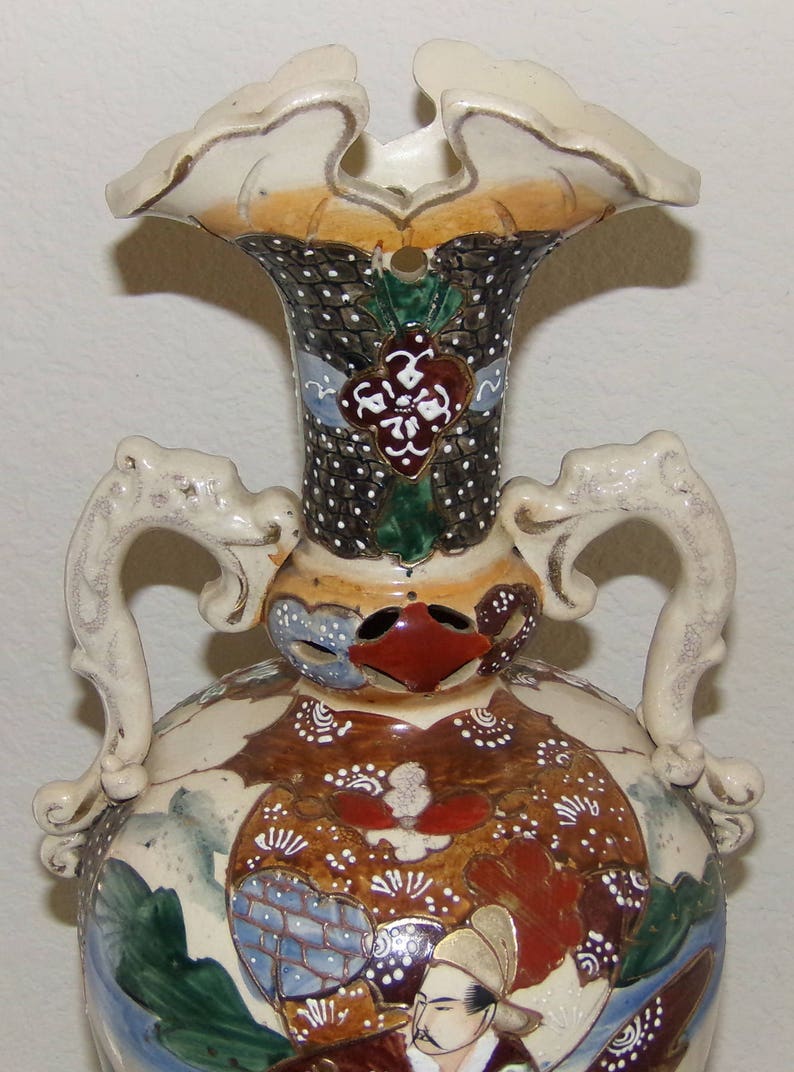 Large Antique Japanese Satsuma Samurai Warrior Urn Vase C.1910 Etsy