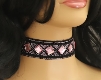 Roze stenen choker ketting verstelbare lengte strass chokers (# 100)