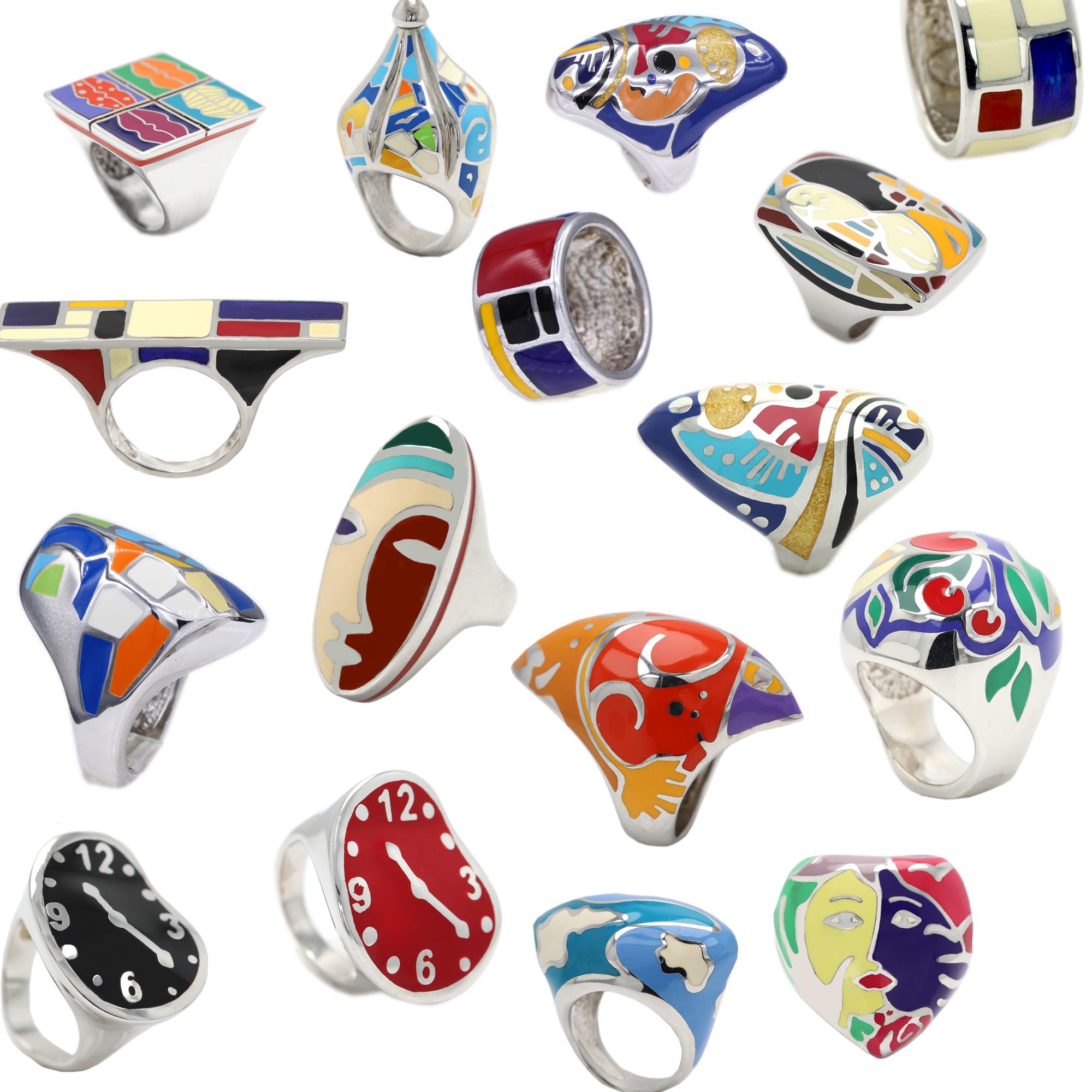 Art Ring Sterling Silver Famous Artist Mondrian Enamel Inspired ...