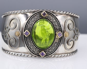 Vintage Italian Murano Glass Cuff Bracelet Cameo of Venus and Cupid Goddess
