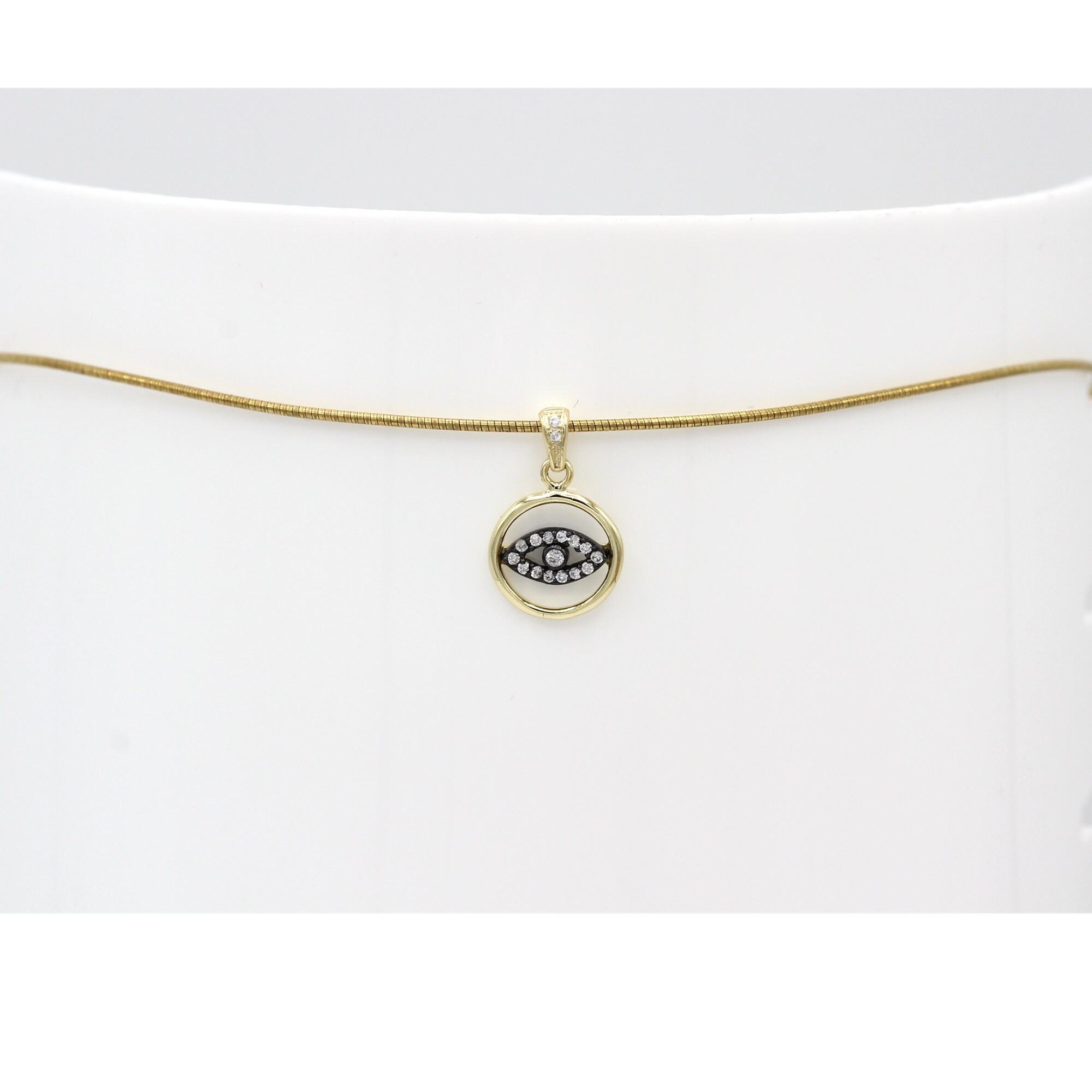 Evil Eye Choker Necklace Thin Wire Sterling Silver Choker Plated With