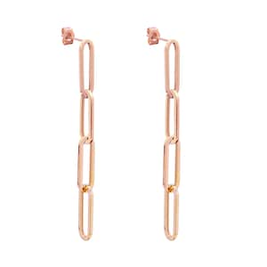 14k Rose Gold Paperclip Dangle Earrings: Italian Chain