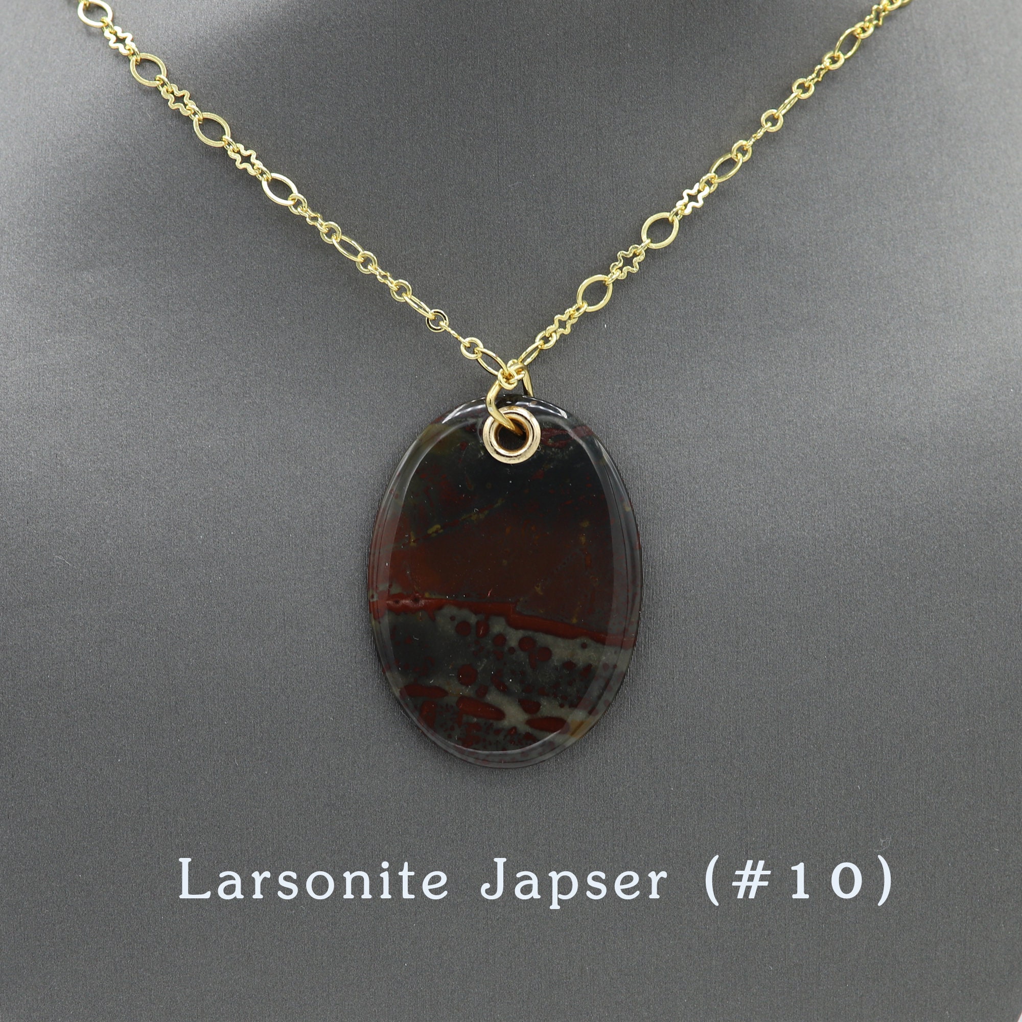 Larsonite Jasper Pendant Natural Healing Stone Necklace Jewelry Multi
