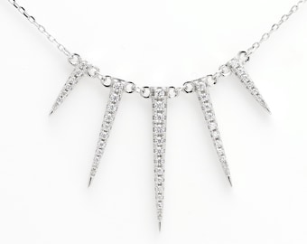 Collar de plata con forma de espiga, plata de ley 925
