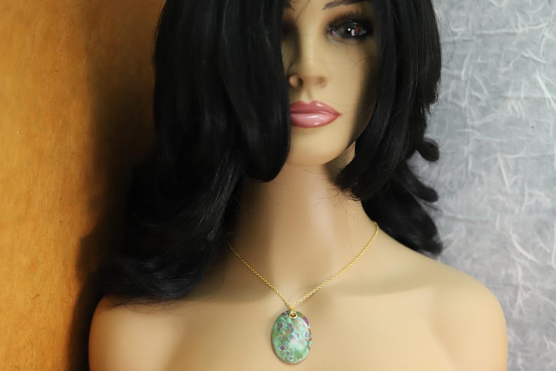 Stone Pendant Natural Ruby Fuchsite Green & Red Stone Necklace (#7) image 5
