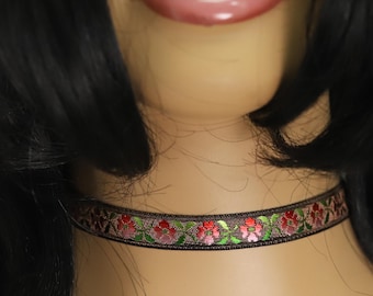 Flower Choker Adjustable Fancy Lace Color Chokers Necklace  (#40)