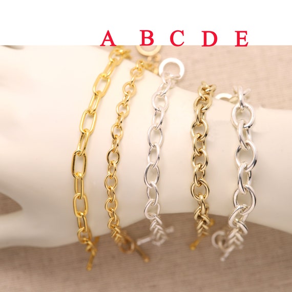 Charm Link Bracelet Chain Bracelet Gold Filled and Sterling Silver