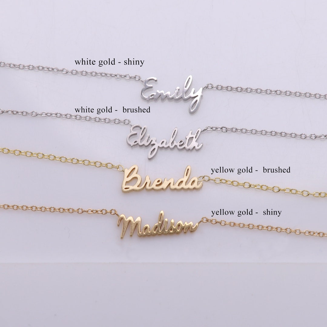 Personal 14k Name Necklace Real Gold Name Necklace Yellow or White Real