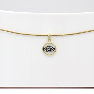 Evil Eye Choker Necklace Thin Wire Sterling Silver Choker Plated with Yellow Gold Adjustable Thin Wire Choker(#87)