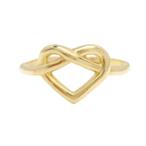 14k Gelbgold Herzring: Verstellbares Massivgoldband