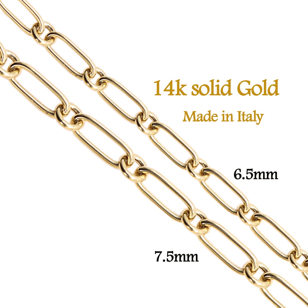 Classic Italian Link Chain 14k Real Gold Link Style Chain Necklace Etsy