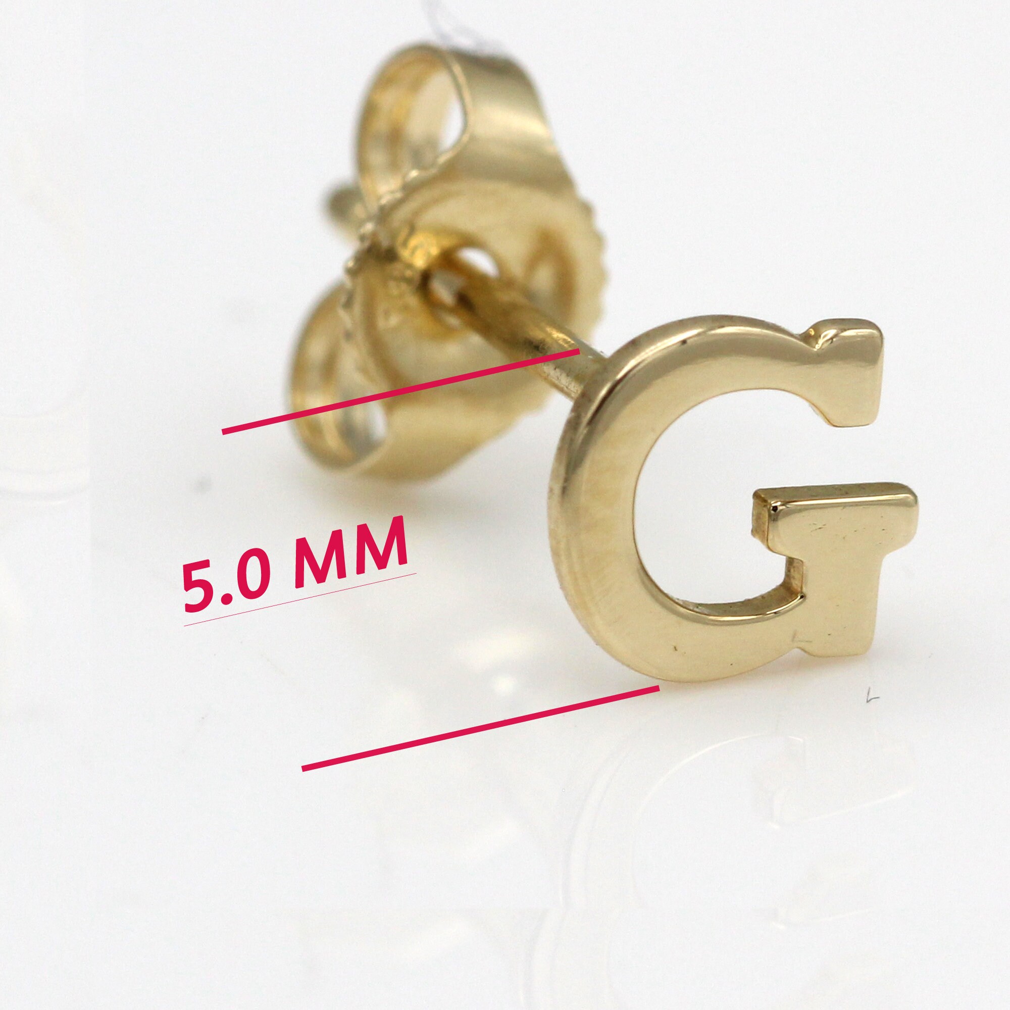 1 Gold Initial Stud Earrings Solid 14k Gold Alphabet Earring Etsy