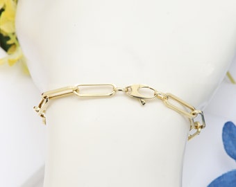 14金イタリアンゴールド製ペーパークリップブレスレット - ミディアム