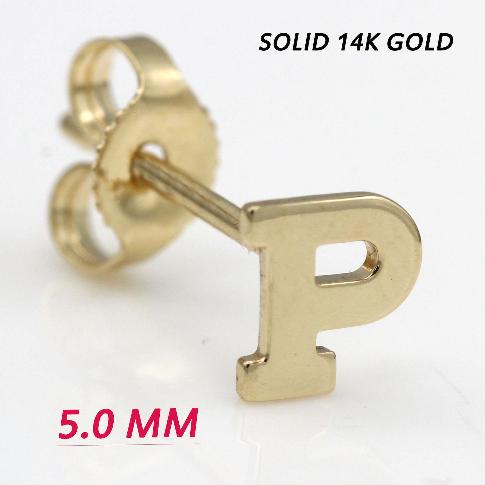 1 Gold Initial Stud Initial Earrings Solid 14k Gold Alphabet Earring 1