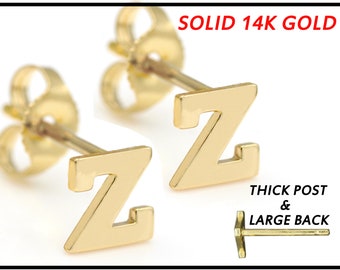 Gold InitialE Z Ohrstecker 14K GELBGOLD Edel Klein Süsses Alphabet Ohrringe Geburtstag Geschenk 2 Stück (1 Paar)