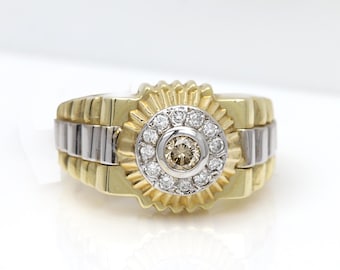 Vintage Diamant Ring für Herren im Style Style mit 14k Gold Band