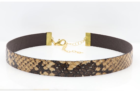 Snake Imitation Texture Choker Adjustable Leather Chokers (#22)