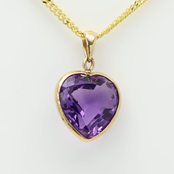 14K ラージパープルハートアメジストペンダント ナチュラルハート 