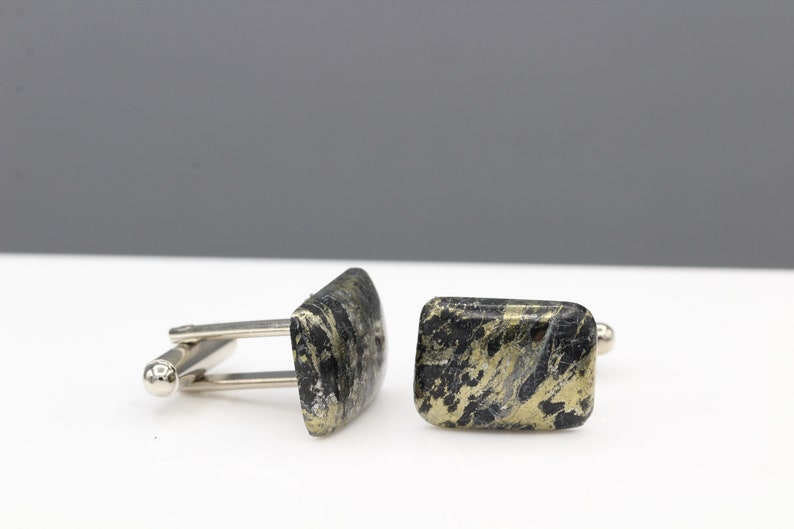 Gold Stone Cufflink for Men Jewelry Natural Apache Gold Natural Black Cufflink Mens Jewelry #16