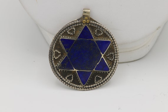 Antique Holyland Lapis jewish Star of David 1800'… - image 6