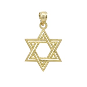 14k Yellow Gold Star of David Pendant: Jewish Star Charm