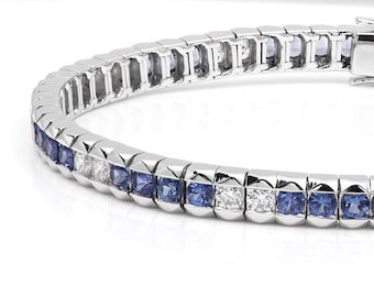 14K サファイア ダイヤモンド XO ブレスレット 3ctw 7インチ 14KT 