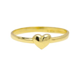 14k Gelbgold Herzring: Verstellbares Massivgoldband