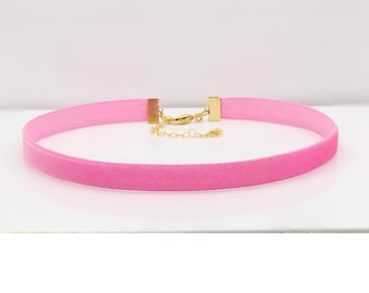 Pink Swiss Velvet Choker: Adjustable Alloy Necklace