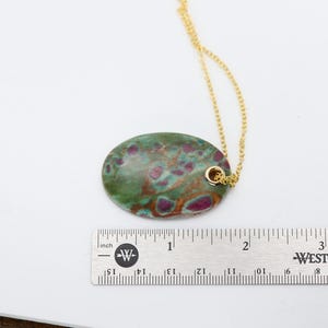 Stone Pendant Natural Ruby Fuchsite Green & Red Stone Necklace (#7) image 8