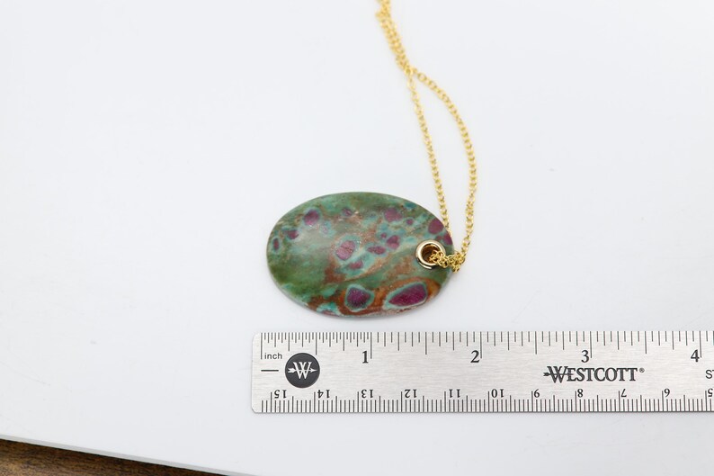 Stone Pendant Natural Ruby Fuchsite Green & Red Stone Necklace (#7) image 8