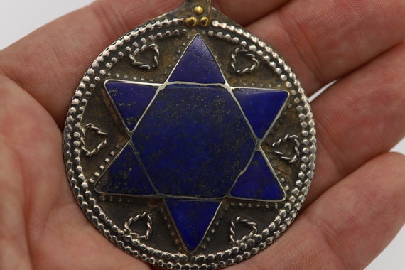 Antique Holyland Lapis jewish Star of David 1800'… - image 7