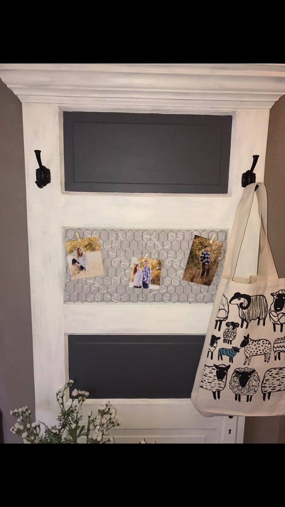 Reclaimed Vintage Door Hall Tree and Bench Cream Entryway Etsy