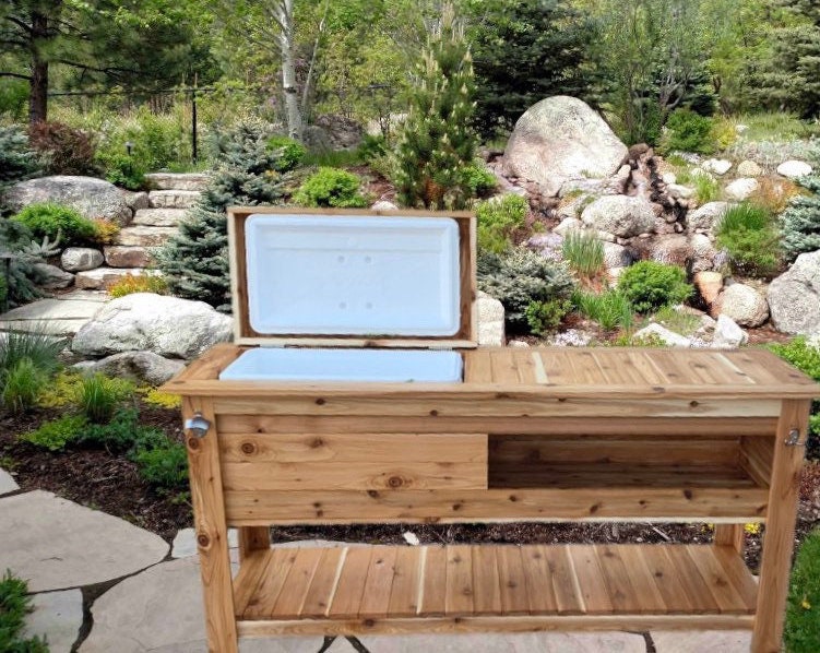 Outdoor cooler bar on sale table