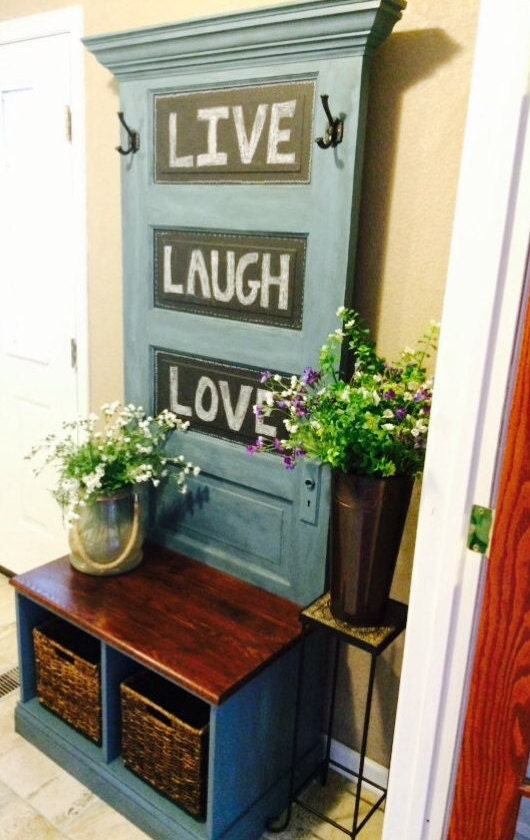 Reclaimed Vintage Door Hall Tree and Bench Etsy