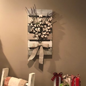 Home Decor, Entryway Decor, Wall Decor, Pallet Decor, Floral, Cotton, Gift, Christmas image 3