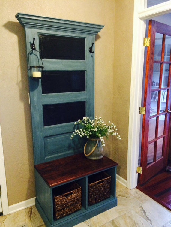 Reclaimed Vintage Door Hall Tree and Bench | Etsy