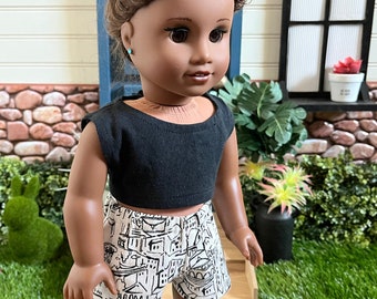 Black Knit Crop Top American Made to fit 18" Girl Doll