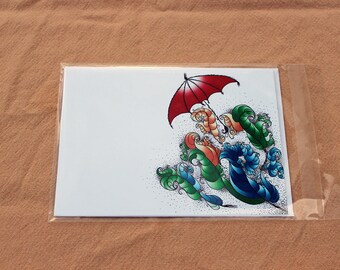 Blank Note Card (Red Umbrella)