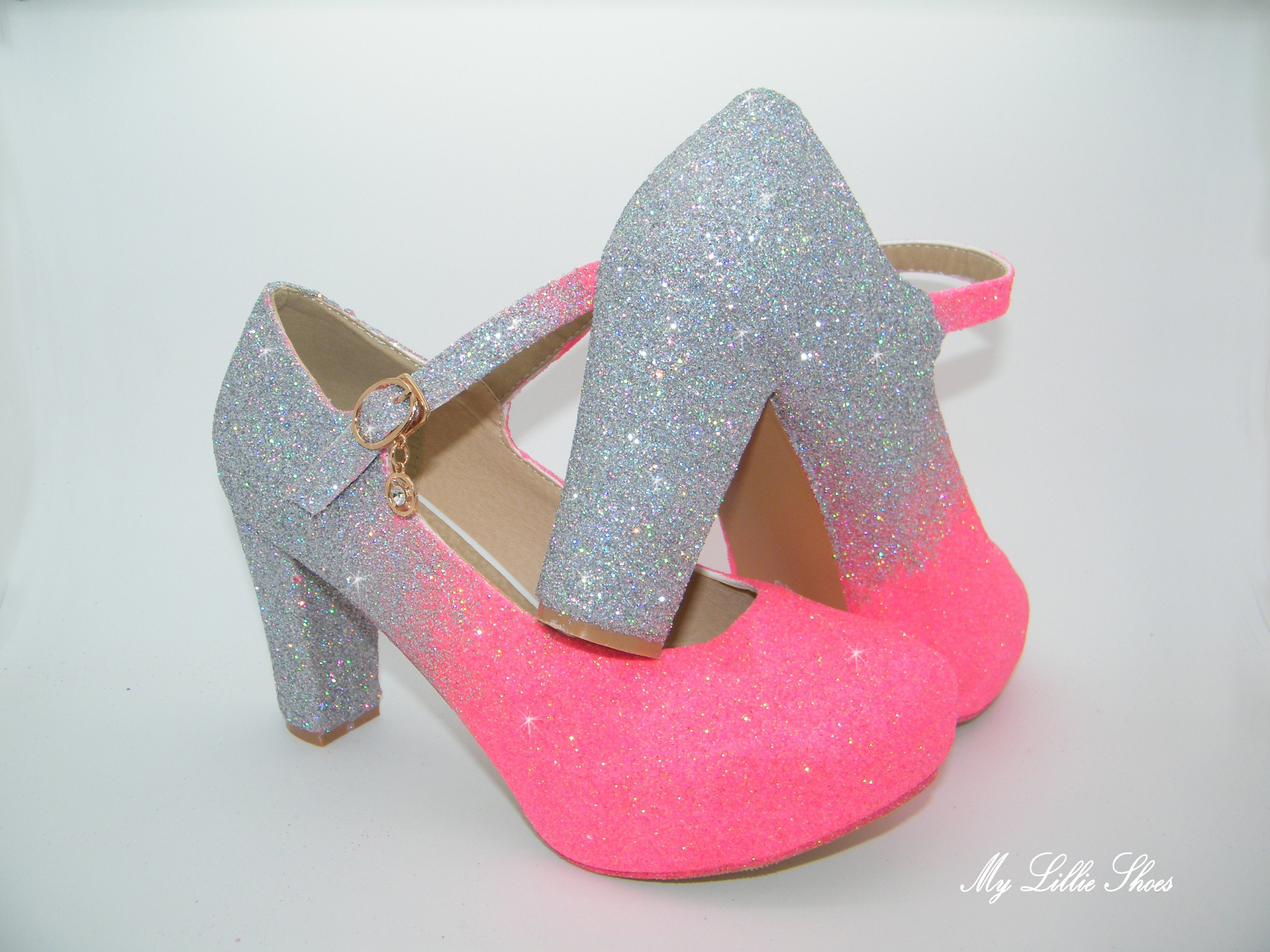 comfortable glitter heels