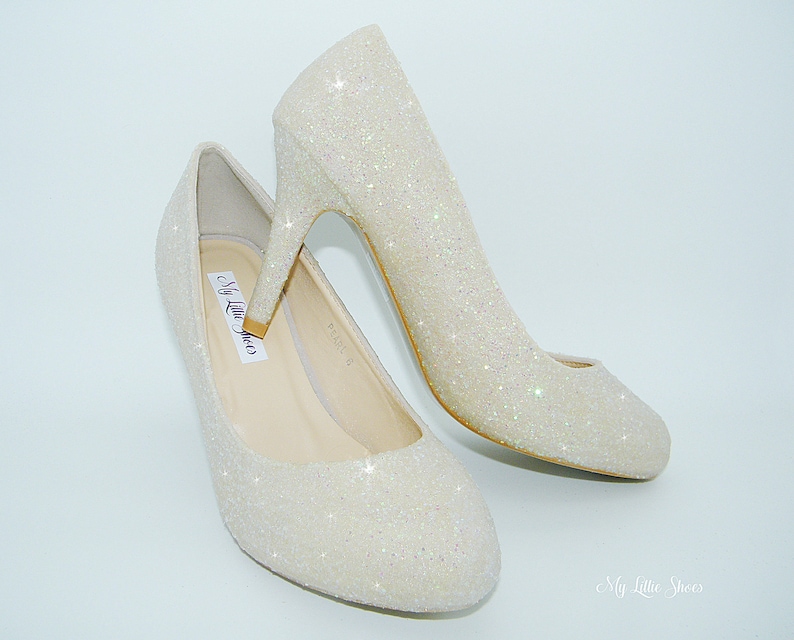 Ivory Glitter low court heels 