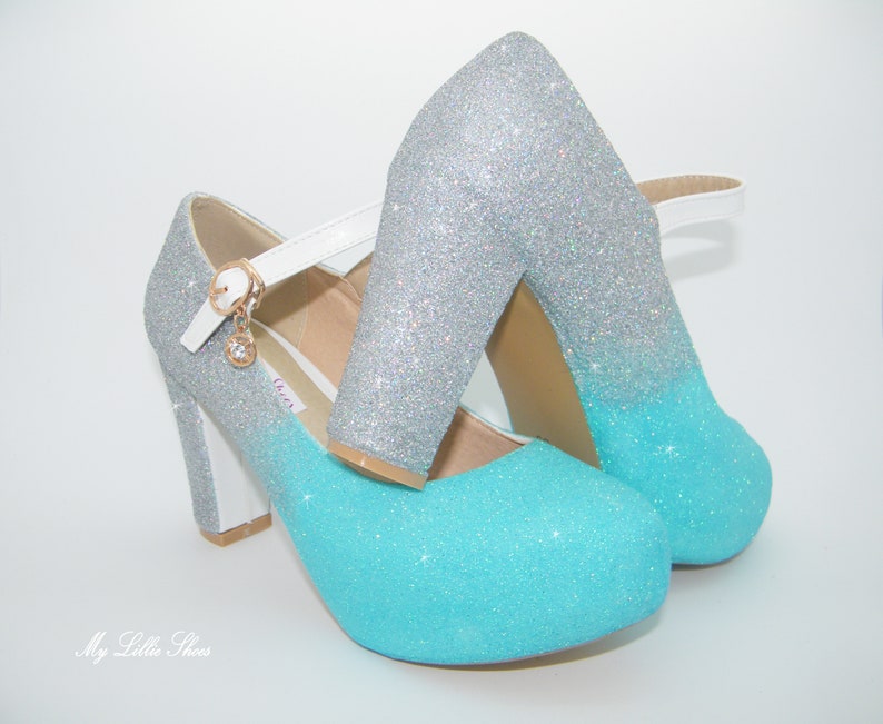 aqua blue high heels