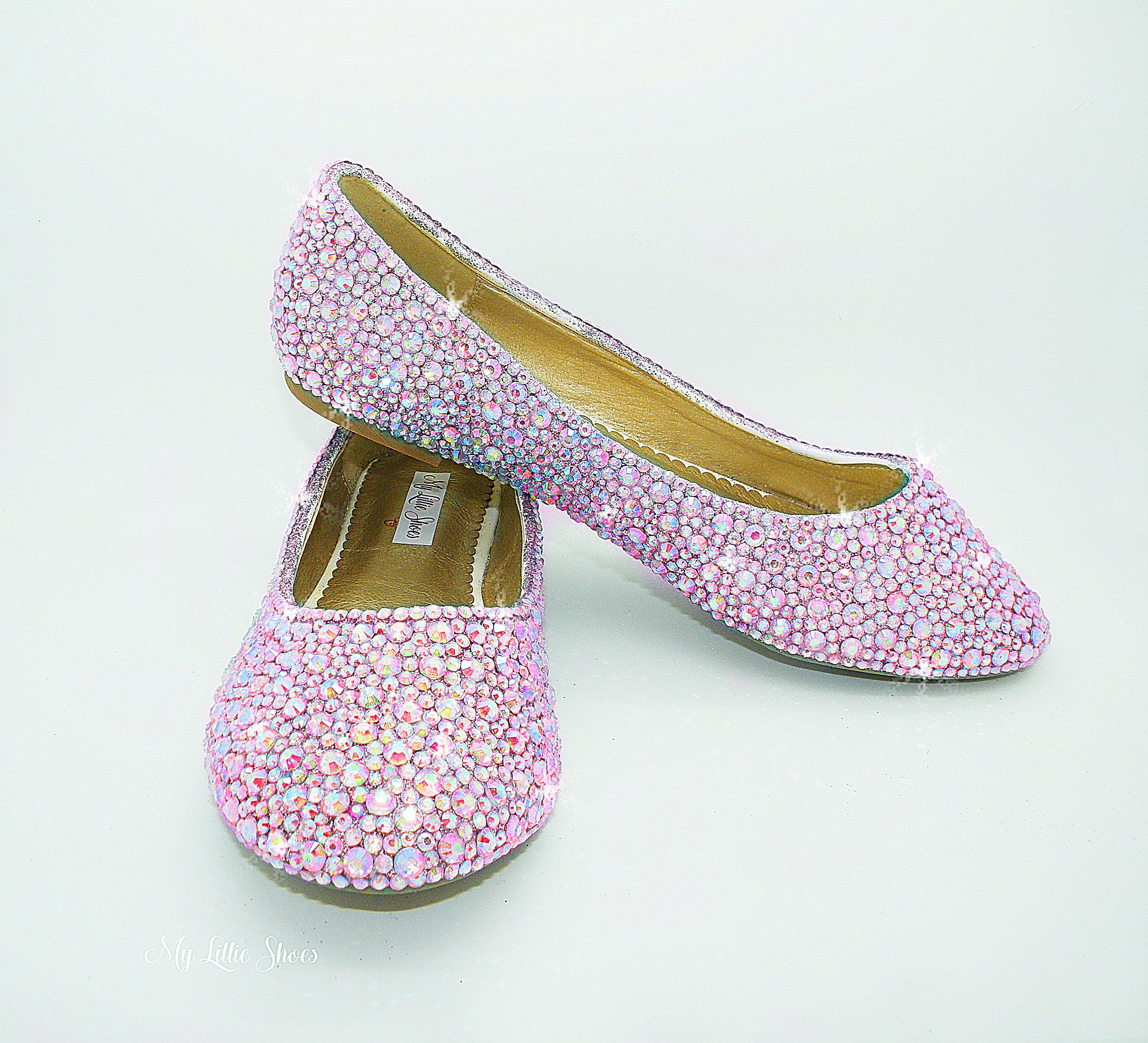Flat Shoes Rhinestone light pink close toe flat ballet Etsy