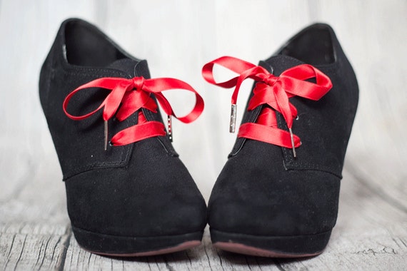 red ribbon shoe laces