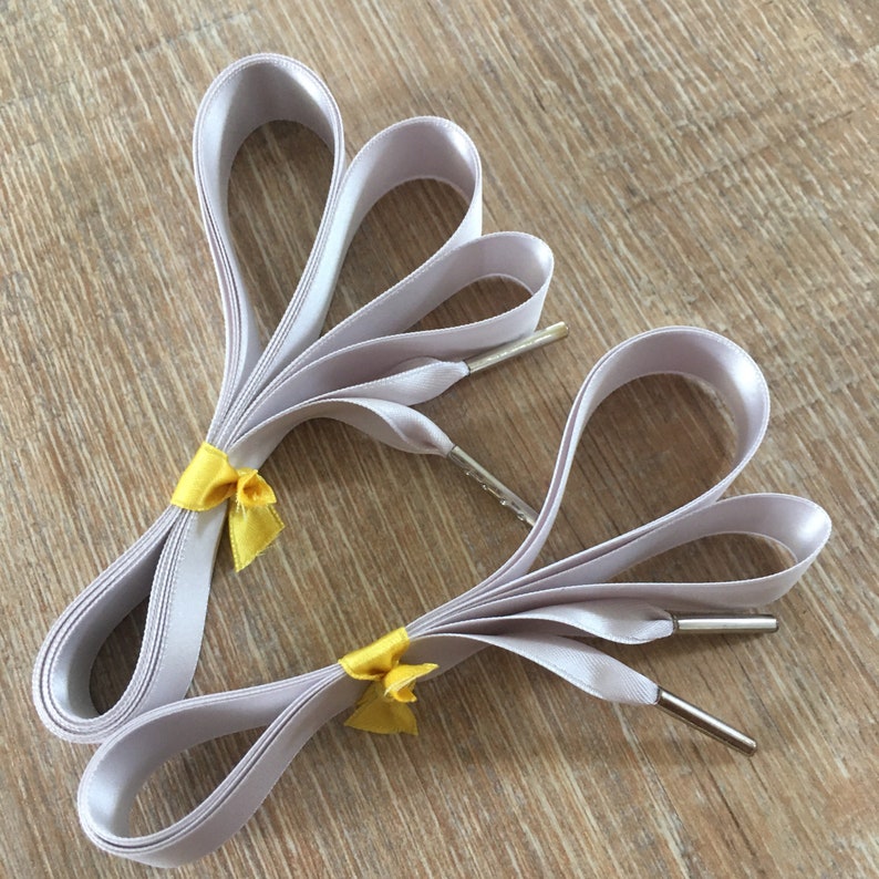 Light Grey Ribbon Shoelaces custom length color 716 Platinum 16 mm wide for shoelovers 58/'/' Swiss quality doublefaced satin ribbon