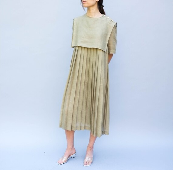 taupe linen dress