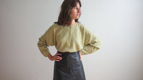 Vintage lime green wool sweater - 1980's