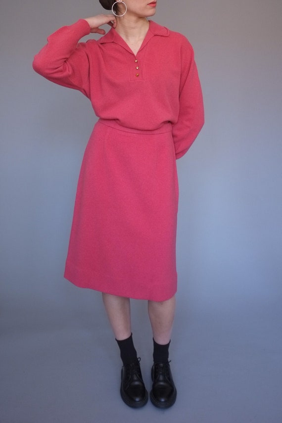 vintage 1950s knitwear sweater and skirt set / 50s