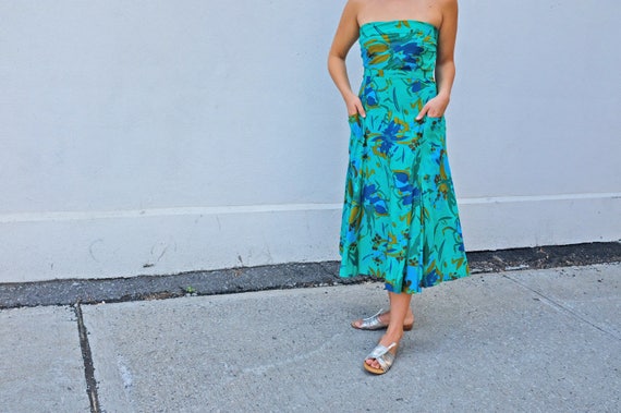 Bow tie back green Burberry vintage dress - strapl