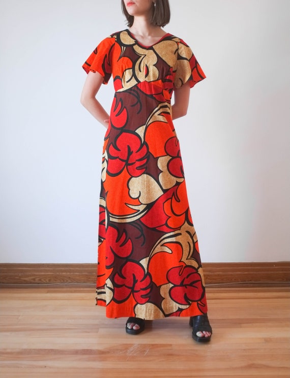 Vintage hawaiian cotton print dress / 70's hawaiia