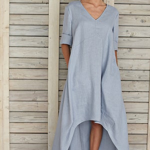 Boho Linen Dress / Shift Silhouette Linen Dress / Linen Dress With ...